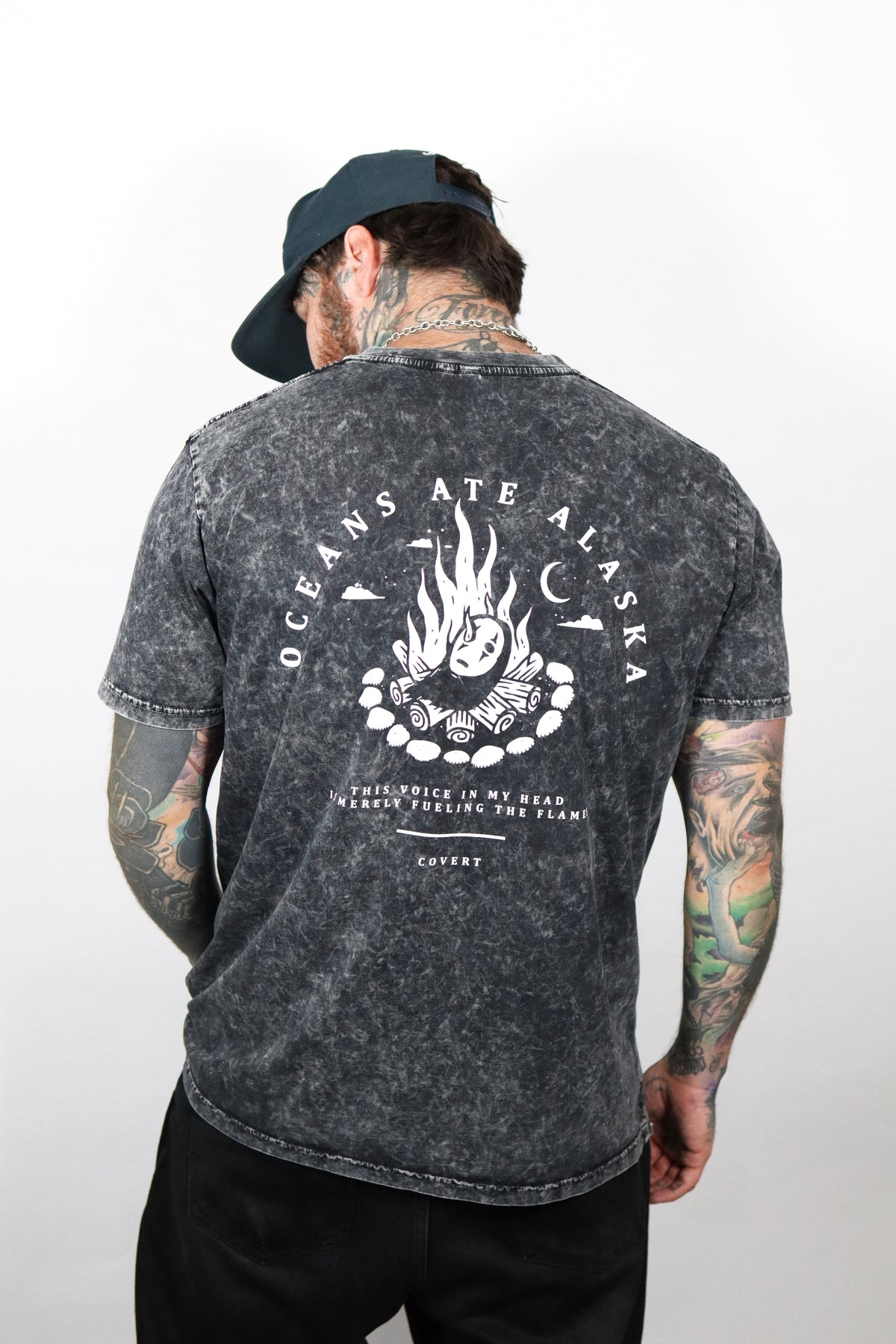 No Face Black Acid Wash T-Shirt